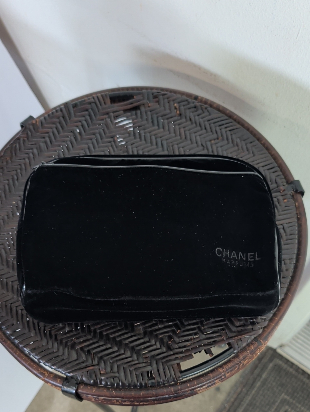 Chanel parfums velvet makeup bag